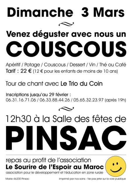 l'association le sourire de l'espoir au Maroc organise en couscous